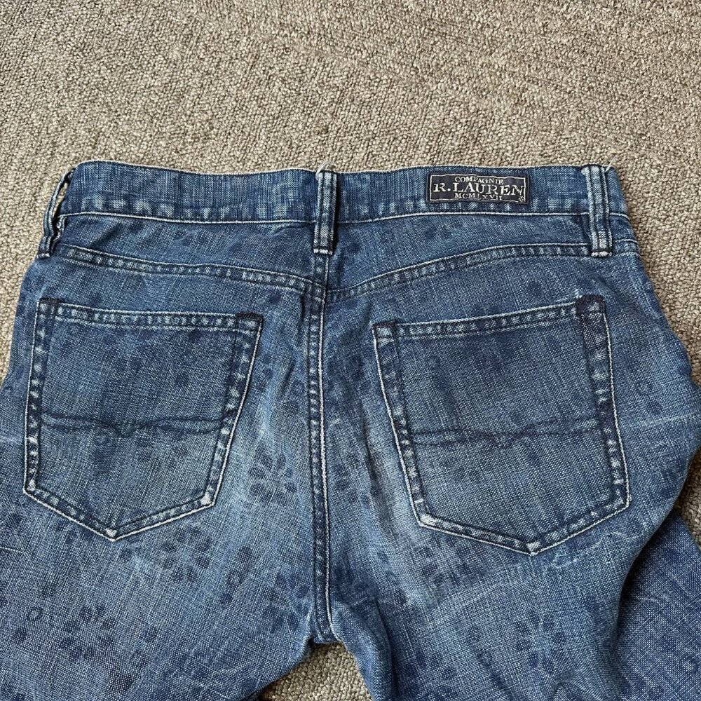 Vintage Ralph Lauren Linen Cotton Blend Floral Print Denim Jeans Size Womens 28 - Picture 6 of 7